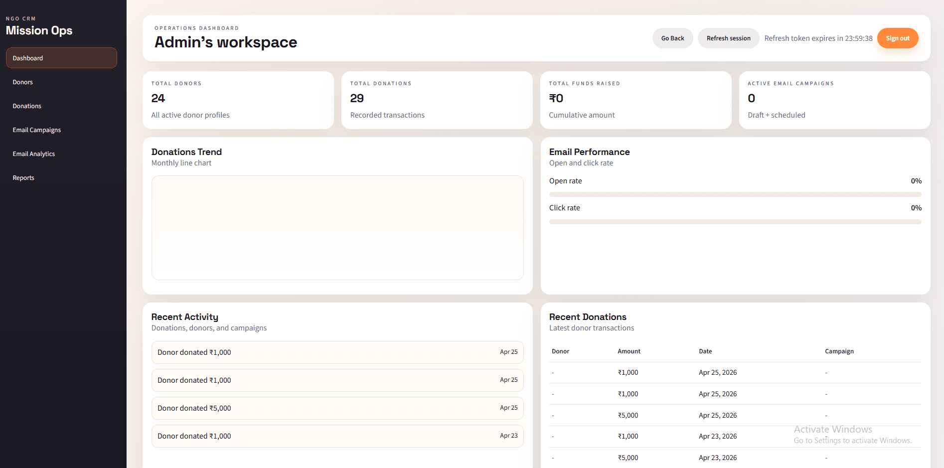 CRM Dashboard project preview